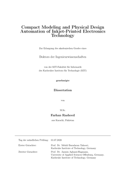 Compact Modeling and Physical Design Automation of Inkjet-Printed Electronics Technology