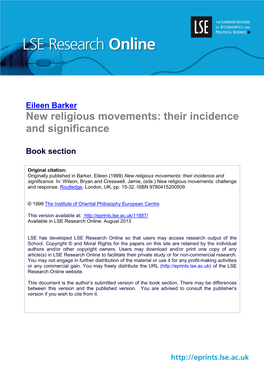 New Religious Movements: Their Incidence and Significance