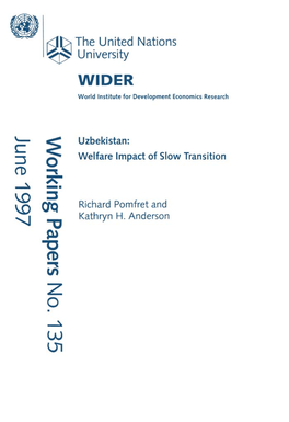 Uzbekistan: Welfare Impact of Slow Transition