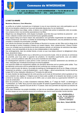 Bulletin D'avril-Mai 2021