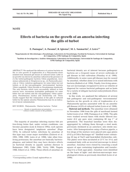 Effects of Bacteria on the Growth of an Amoeba Infecting the Gills of Turbot