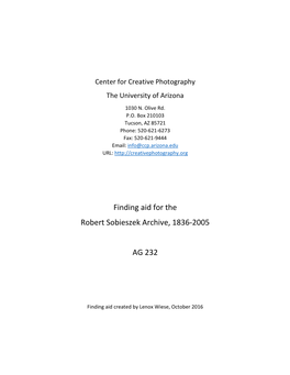 Finding Aid for the Robert Sobieszek Archive, 1836-2005