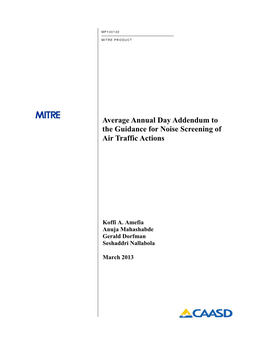 Average Annual Day Addendum to the Guidance for Noise Screening of Air Traffic Actions