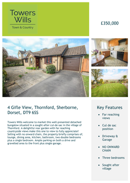 350000 4 Gifle View, Thornford, Sherborne, Dorset, DT9 6SS Key Features