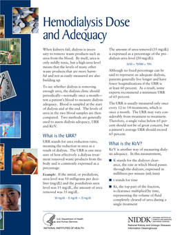 Hemodialysis Dose and Adequacy