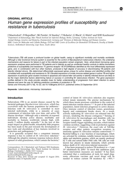 Human Gene Expression Profiles of Susceptibility and Resistance in Tuberculosis