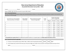 Household Information Survey 2021 – 2022