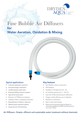 Fine Bubble Air Diffusers for Water Aeration, Oxidation & Mixing