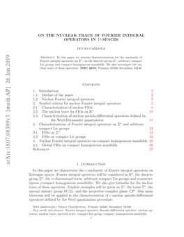 Arxiv:1807.08389V3 [Math.AP] 26 Jan 2019 Eegesae.Fuiritga Prtr Ilb Osdrdin Considered Be Will Operators Integral Fourier Spaces