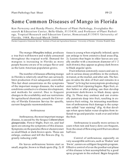 Some Common Diseases of Mango in Florida