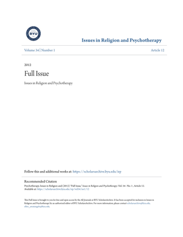 Issues in Religion and Psychotherapy