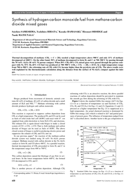 Synthesis of Hydrogen-Carbon Monoxide Fuel from Methane-Carbon Dioxide Mixed Gases