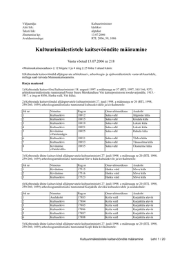 Kultuurimälestistele Kaitsevööndite Määramine