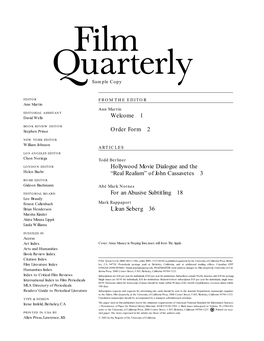 Film Quarterly E-Prospectus