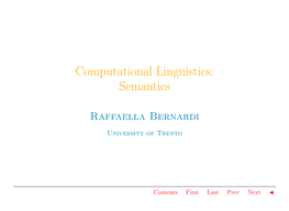 Computational Linguistics: Semantics