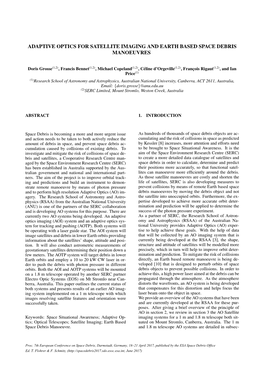 Adaptive Optics for Satellite Imaging and Earth Based Space Debris Manoeuvres