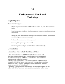 14 Environmental Health and Toxicology