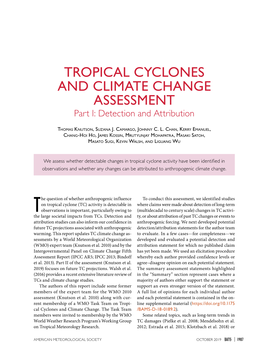 TROPICAL CYCLONES and CLIMATE CHANGE ASSESSMENT Part I: Detection and Attribution