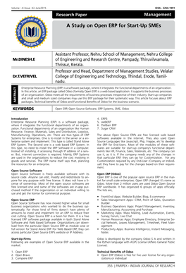 A Study on Open ERP for Start-Up Smes