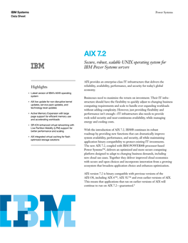 AIX 7.2 Secure, Robust, Scalable UNIX Operating System for IBM Power Systems Servers