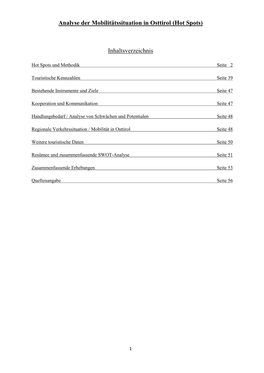 Analyse Der Mobilitätssituation in Osttirol (Hot Spots)