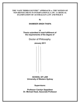 Doctor of Philosophy January 2011