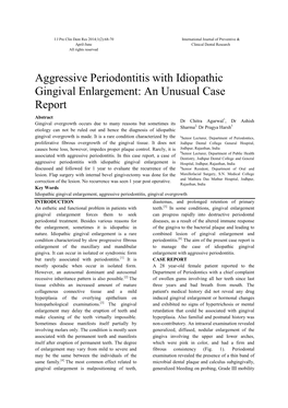 Aggressive Periodontitis with Idiopathic Gingival Enlargement: an Unusual Case Report