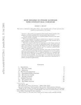 Arxiv:Math/0107228V1 [Math.DG] 31 Jul 2001 Ii Oip;Itakte O Hi Hospitality