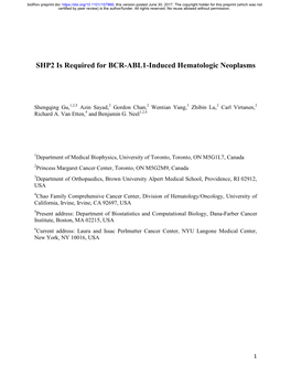 SHP2 Is Required for BCR-ABL1-Induced Hematologic Neoplasms