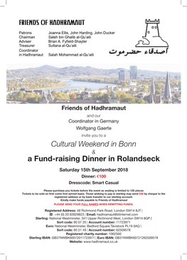 Cultural Weekend in Bonn a Fund-Raising Dinner in Rolandseck