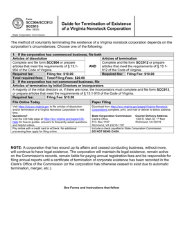 Guide for Termination of Existence of a Virginia Nonstock Corporation