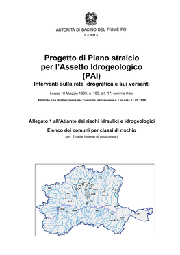 Progetto Di Piano Stralcio Per L'assetto Idrogeologico (PAI)