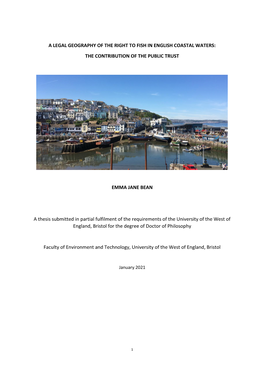A Legal Geography of the Right to Fish in English Coastal Waters: the Contribution of the Public Trust