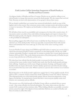 Pinellas/Pasco Faith Leader Letter