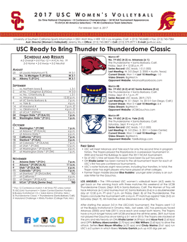 USC Ready to Bring Thunder to Thunderdome Classic
