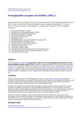 Formylpeptide Receptors in Gtopdb V.2021.2