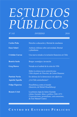 Estudios Públicos, 143. Revista De Políticas Públicas