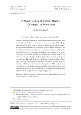 A Novel Reading of Thomas Nagel's