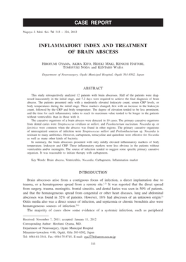 Inflammatory Index and Treatment of Brain Abscess