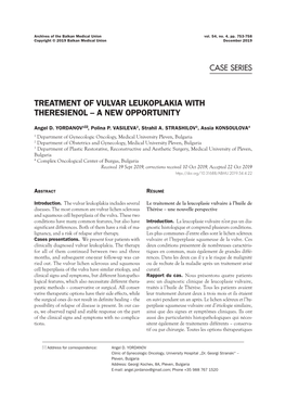 Treatment of Vulvar Leukoplakia with Theresienol – a New Opportunity