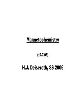 Magnetochemistry