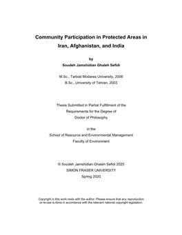 Community Participation in Protected Areas in Iran, Afghanistan, and India