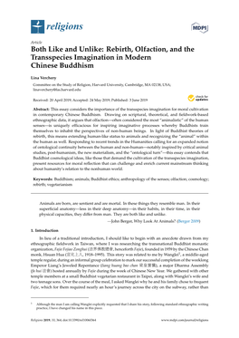 Rebirth, Olfaction, and the Transspecies Imagination in Modern Chinese Buddhism