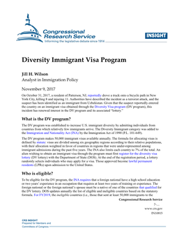 Diversity Immigrant Visa Program