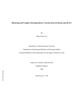 Balancing and Complex Interdependence: Ukraine Between