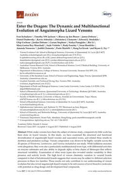 Enter the Dragon: the Dynamic and Multifunctional Evolution of Anguimorpha Lizard Venoms