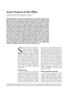 Acute Dyspnea in the Office ROGER J