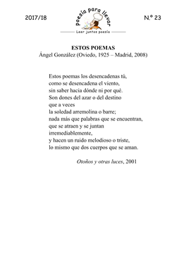 Ppll1718 23 Ángel González Estos Poemas