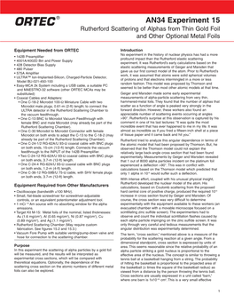 Rutherford Scattering of Alphas from Thin Gold Foil and Other Optional Metal Foils