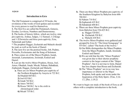 Introduction to Ezra the Old Testament Is Comprised of 39 Books